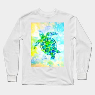Sea Turtle with background by Jan Marvin Long Sleeve T-Shirt